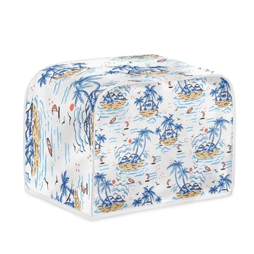 Toaster Abdeckung Blauer Baum Polyester, leicht und knitterfrei,Langlebig leicht zu reinigen,Ideal für Küchentoaster mit 2 Scheiben,schützt das Gerät vor Schmutz und Kratzern von wxlmom