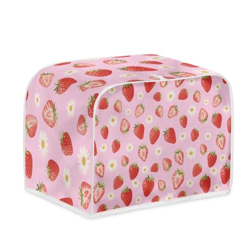 Toaster Abdeckung Erdbeeren Blumen Polyester, leicht und knitterfrei,Langlebig leicht zu reinigen,Ideal für Küchentoaster mit 2 Scheiben,schützt das Gerät vor Schmutz und Kratzern von wxlmom