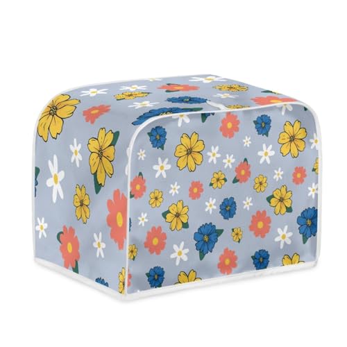 Toaster Abdeckung Gelbe Blumen Polyester, leicht und knitterfrei,Langlebig leicht zu reinigen,Ideal für Küchentoaster mit 2 Scheiben,schützt das Gerät vor Schmutz und Kratzern von wxlmom