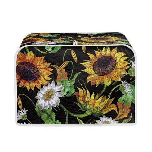 Toaster Abdeckung Gelbe Blumen Polyester, leicht und knitterfrei,Langlebig leicht zu reinigen,Ideal für Küchentoaster mit 2 Scheiben,schützt das Gerät vor Schmutz und Kratzern von wxlmom