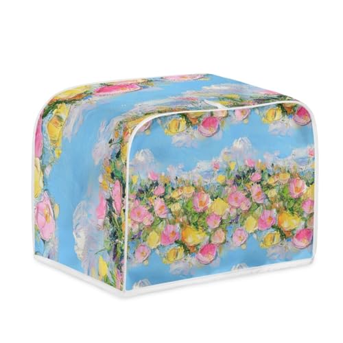 Toaster Abdeckung Gelbe Blumen Polyester, leicht und knitterfrei,Langlebig leicht zu reinigen,Ideal für Küchentoaster mit 2 Scheiben,schützt das Gerät vor Schmutz und Kratzern von wxlmom