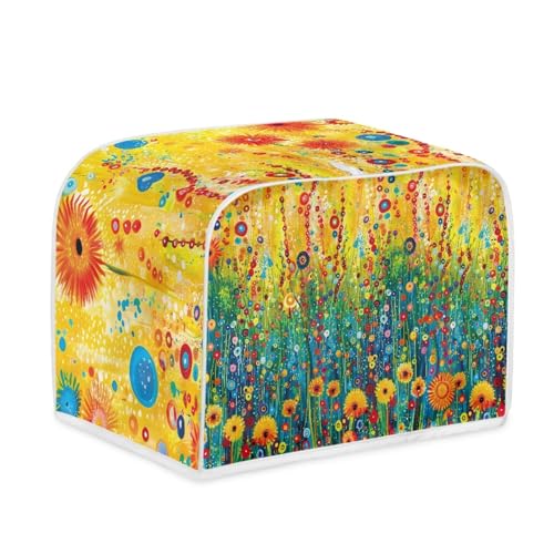 Toaster Abdeckung Gelbe Blumen Robustes Canvas, reißfest wasserabweisend, langlebig und kratzschützend – Passt zu 4-Scheiben und 2-Scheiben Toastern Modellen, verteidigt gegen tägliche Abnutzung von wxlmom