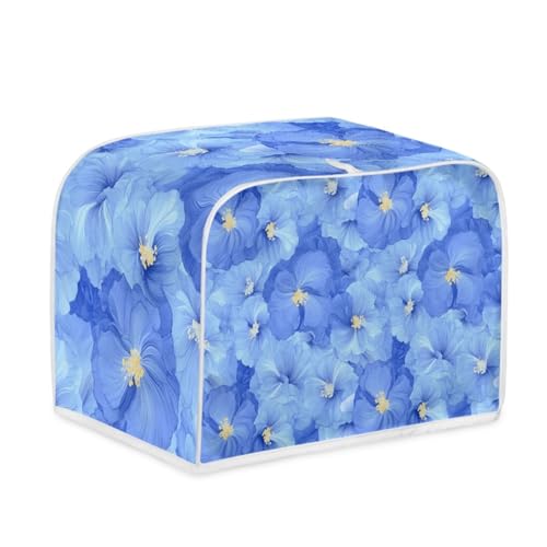 Toaster Abdeckung Hellblaue Blumen Polyester, leicht und knitterfrei,Langlebig leicht zu reinigen,Ideal für Küchentoaster mit 2 Scheiben,schützt das Gerät vor Schmutz und Kratzern von wxlmom