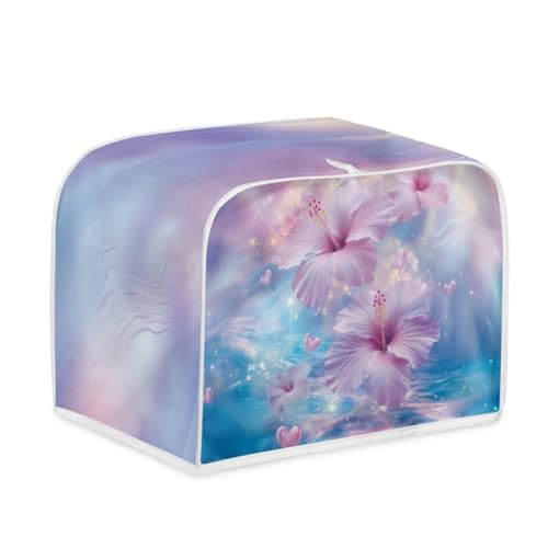Toaster Abdeckung Lichtlila Blumen Robustes Canvas, reißfest wasserabweisend, langlebig und kratzschützend – Passt zu 4-Scheiben und 2-Scheiben Toastern Modellen, verteidigt gegen tägliche Abnutzung von wxlmom