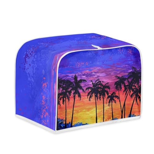 Toaster Abdeckung Lila Orange Robustes Canvas, reißfest wasserabweisend, langlebig und kratzschützend – Passt zu 4-Scheiben und 2-Scheiben Toastern Modellen, verteidigt gegen tägliche Abnutzung von wxlmom