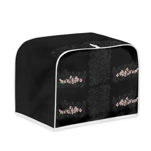 Toaster Abdeckung Rosa Blumen Polyester, leicht und knitterfrei,Langlebig leicht zu reinigen,Ideal für Küchentoaster mit 2 Scheiben,schützt das Gerät vor Schmutz und Kratzern von wxlmom