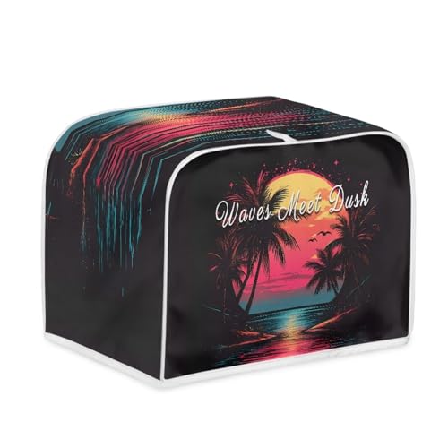 Toaster Abdeckung Rosa Schwarz Robustes Canvas, reißfest wasserabweisend, langlebig und kratzschützend – Passt zu 4-Scheiben und 2-Scheiben Toastern Modellen, verteidigt gegen tägliche Abnutzung von wxlmom