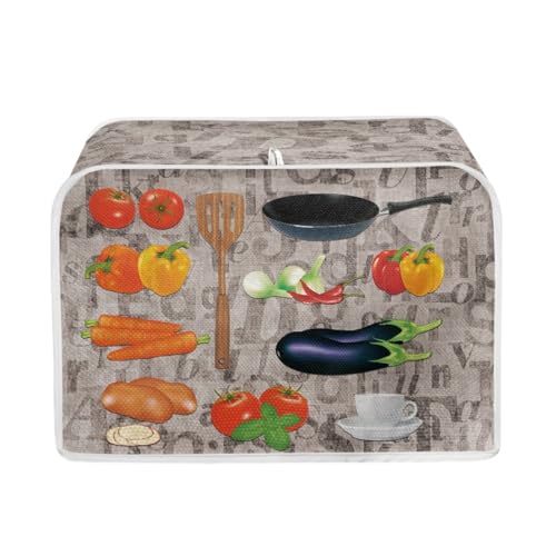 Toaster Abdeckung Rot Schwarz Polyester, leicht und knitterfrei,Langlebig leicht zu reinigen,Ideal für Küchentoaster mit 2 Scheiben,schützt das Gerät vor Schmutz und Kratzern von wxlmom