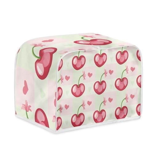 Toaster Abdeckung Rote Kirsche Polyester, leicht und knitterfrei,Langlebig leicht zu reinigen,Ideal für Küchentoaster mit 2 Scheiben,schützt das Gerät vor Schmutz und Kratzern von wxlmom