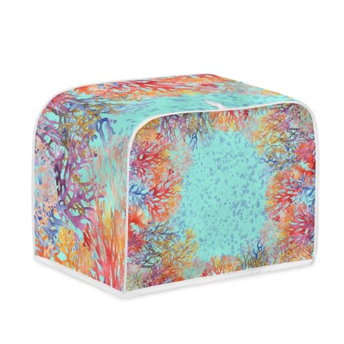 Toaster Abdeckung Rote Koralle Polyester, leicht und knitterfrei,Langlebig leicht zu reinigen,Ideal für Küchentoaster mit 2 Scheiben,schützt das Gerät vor Schmutz und Kratzern von wxlmom