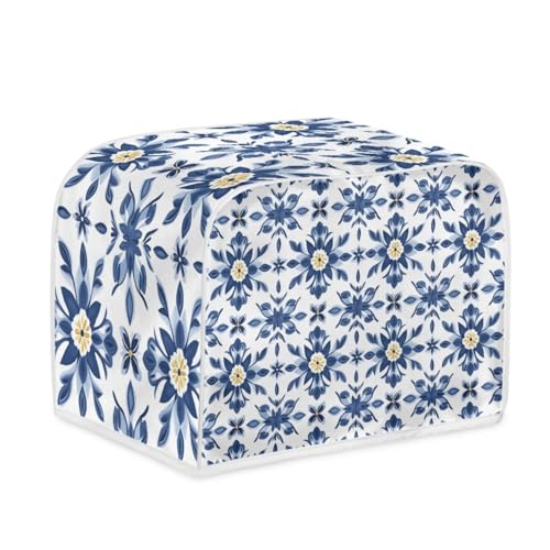 Toaster Abdeckung Tiefblaue Pflanzen Robustes Canvas, reißfest wasserabweisend, langlebig und kratzschützend – Passt zu 4-Scheiben und 2-Scheiben Toastern Modellen, verteidigt gegen tägliche Abnutzung von wxlmom