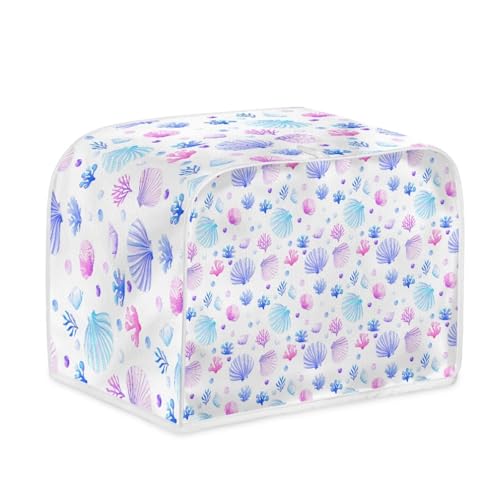 Toaster Abdeckung Violette Muscheln Robustes Canvas, reißfest wasserabweisend, langlebig und kratzschützend – Passt zu 4-Scheiben und 2-Scheiben Toastern Modellen, verteidigt gegen tägliche Abnutzung von wxlmom