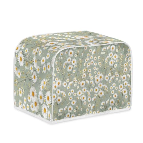 Toaster Abdeckung Weiße Blume Polyester, leicht und knitterfrei,Langlebig leicht zu reinigen,Ideal für Küchentoaster mit 2 Scheiben,schützt das Gerät vor Schmutz und Kratzern von wxlmom