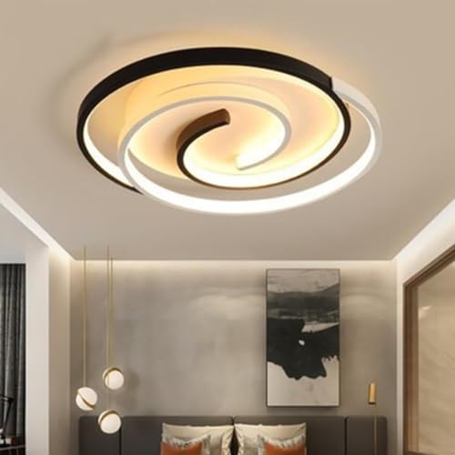 Moderne schwarze weiße Spirale Wohnzimmer Deckenleuchte LED rund 55cm dimmbar Kronleuchter mit Fernbedienung Schlafzimmer Esszimmer Küche Büro Geometrie minimalistische Pendelleuchte Innenbeleuchtung von wxywxy