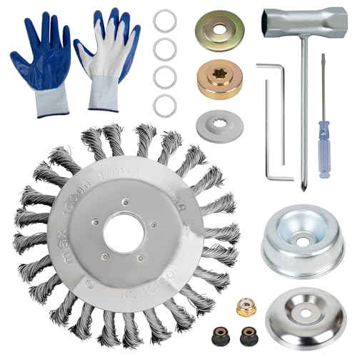 wyevee 15,2 cm Stahldraht Rotationsbürste Trimmer Kopf, Unkrautbürste mit Universal-Adapter-Kit, kompatibel mit S tihl Hus Va Rasentrimmer/Gartenrasenmäher/Moosgras, Silber wyevee 15,2 cm Stahldraht Rotationsbürste Trimmer Kopf, Unkrautbürste mit Universal-Adapter-Kit, kompatibel mit S tihl Hus Va Rasentrimmer/Gartenrasenmäher/Moosgras, Silber von wyevee
