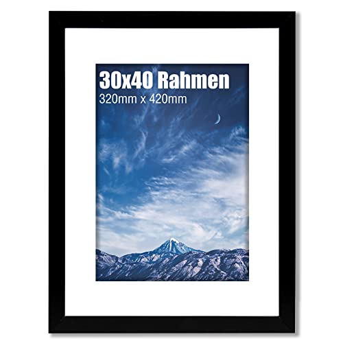 wyewye 30x40 Rahmen, Bilderrahmen 30x40cm Holzplakatrahmen mit Plexiglasfenster für Wanddekoration für Wohnzimmer, Schlafzimmer, Büro Schwarz 1p von wyewye