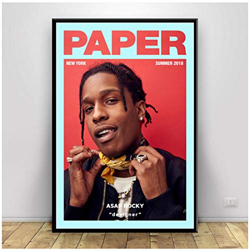 wzgsffs ASAP Rocky Rap Musik Star Hip Hop Wandkunst Bild Poster Und Drucke Druck Auf Leinwand Für Wohnzimmer Cafe Bar-24X32 Inchx1 Rahmenlos von wzgsffs