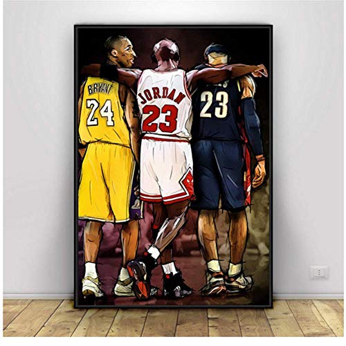 wzgsffs Kobe Bryant Michael Jordan Lebron James Basketball Kunst Leinwand Poster Home Wall Decor Malerei Wandkunst Home Decor -50x70cm Kein Rahmen von wzgsffs