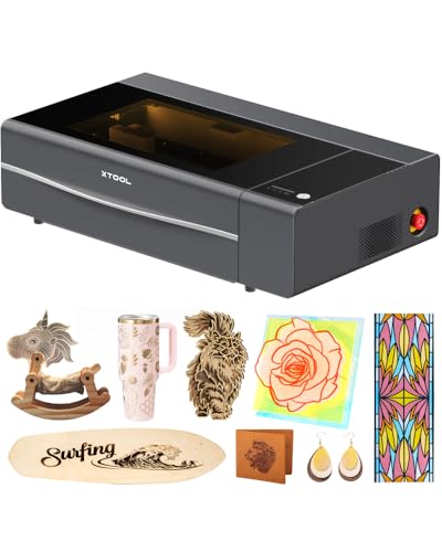 xTool P2S 55W CO2 Laser Graviermaschine, Smart Desktop CO2 Laser, Dual Smart 16MP Kameras, Gravieren von gekrümmten Oberflächen, Gestalten mit Holz und Metall, Acryl, Glas, Stoff, Leder von xTool