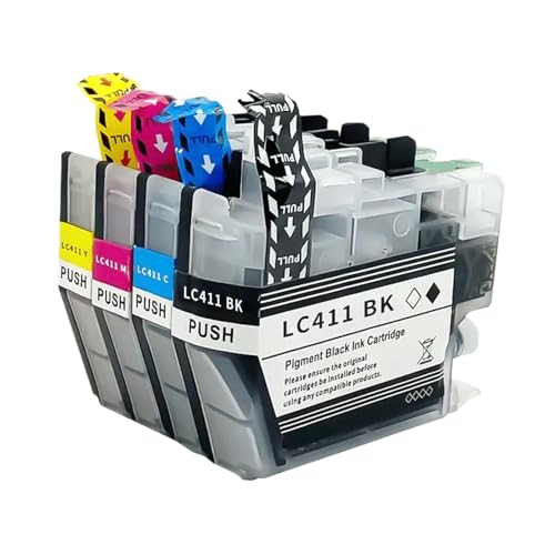 xajbtpq 4 Farben kompatible Nachfüllkartusche Kompatibel mit LC411-Drucker DCP-J526 J914 J926 J1800 MFC-J739 J904 J939(1 Set) von xajbtpq