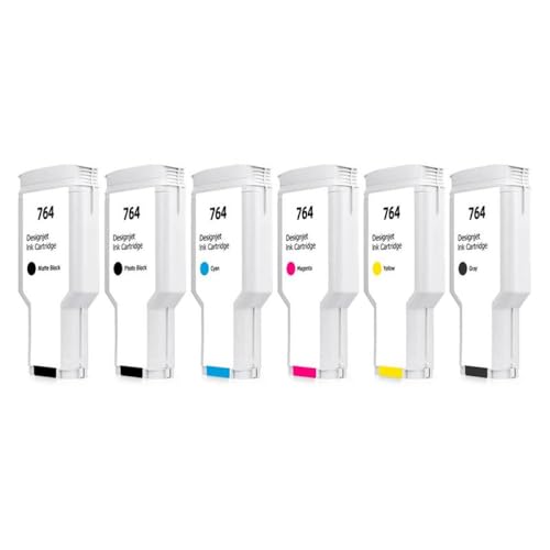 xajbtpq 764 300 ml Tintenpatrone kompatibel mit DesignJet T3500 Druckermodelle 764 C1Q13A C1Q14A C1Q15A C1Q16A C1Q17A C1Q18A Voller Tintenersatz(6Colors-1set) von xajbtpq