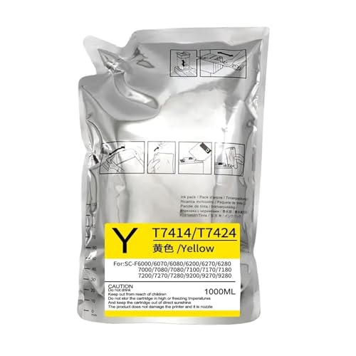 xajbtpq Dye -Sublimation Ink Pack T741X T7411 T7412 T7413 T7414 kompatibel mit F6000 F7000 F6070 F6080 F6280 F7070 F6200 F7200 F6270 Printermodelle(Yellow) von xajbtpq