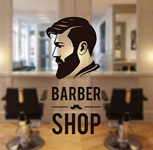 Barbershop Man Face Wandtattoos Zeichen Logo Barber Shop Fensteraufkleber Vinyl Dekor Barber'S Moustache Wandbild Tapete 26X57Cm von xasdvb
