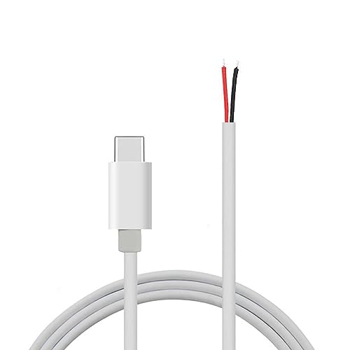 USB C Auf-2-Pin Kabel Mit Blankem Draht Offenes Ende 5 V/2 A USB Typ C Stecker 2-Pin Pigtail Stromkabel Ersatz DIY Kabel Für LED Licht 2-adriges USB Kabel Schwarz USB C Kabel Typ C Stromkabel (B) von xbiez