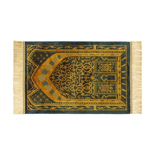 xbiez Muslimische Gebetsdecke, 70 x 110 cm, tragbarer Teppich, weiche, dicke Teppiche, tolles Ramadan-Geschenk, Gebetsmatte, Polyester-Teppiche von xbiez