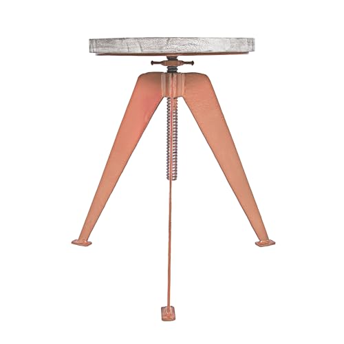 xcllnt Delta Rocket – Flamingo, Handmade Industrie-Design Drehstuhl Hocker aus Metall mit Holzsitz von xcllnt