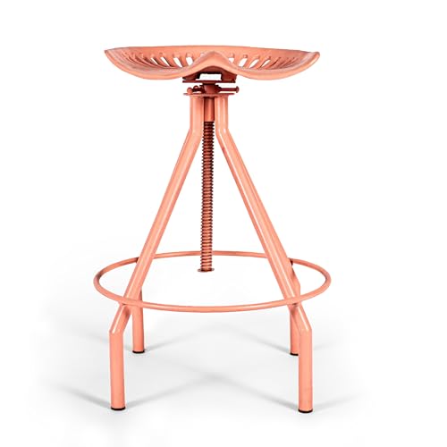 xcllnt Greta Grease – Handmade Industrie-Design Dreh-Hocker aus Metall in Flamingo rot von xcllnt