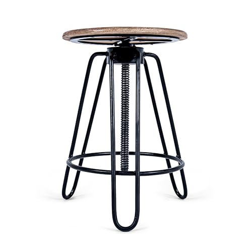 xcllnt Hairpin 102 – Handmade Industrie-Design Drehstuhl Hocker aus Metall mit Holzsitz, Schwarz von xcllnt