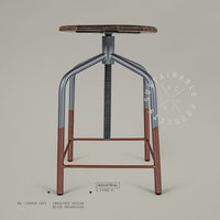Mr. Copper Feet - Retro Industriedesign Drehhocker Aus Metall Mit Holzsitz, Silber Kupferfüßen, Die Geschenkidee von xcllntprdcts