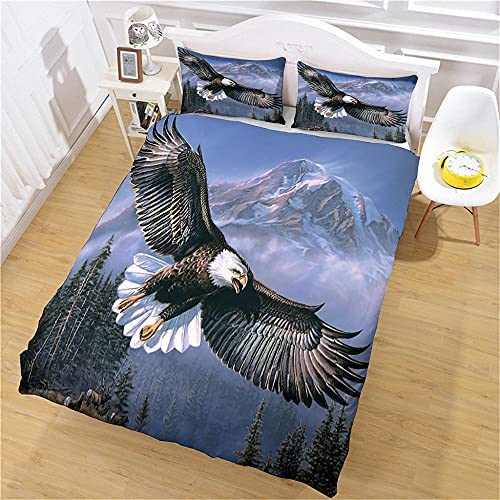 xczxc Bettbezug Set Fliegender Adler 135 x 200 cm Bettwäsche Set mit Reißverschluss 1 Mikrofaser Bettbezug und 2 Kopfkissenbezüge, 100% Weiche Angenehme von xczxc