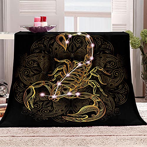 xczxc Kaschmir Decke Goldener Skorpion Flanell Mikrofaser Sofa Decke Weich Wärme Tagesdecke Hohe Farbechtheit Und Kein Haarausfall 180x200cm von xczxc