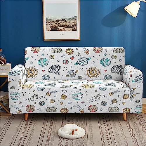 xczxc Sofa Überzug Stretch Couch Sofabezug 1 2 3 4 Sitzer L Form Ecksofa, Sofa Cover Sitzkissenbezug Sofaüberwürfe rutschfest Möbelschutz, Planeten-Doodle von xczxc