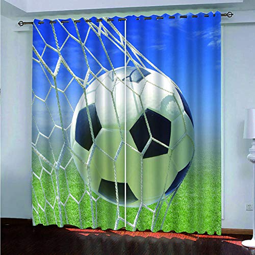 xczxc Verdunkelungsvorhang Fußball Blickdichte Gardine Lichtundurchlässige Vorhänge mit Ösen für Schlafzimmer Kinderzimmer Geräuschreduzierung 2er Set 2X B140x H175 cm von xczxc