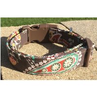 Braun Aqua Orange Paisley Hundehalsband Größe Xs, S, M Oder L von xfauxpawsx