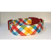 Helles Spalier Kariertes Hundehalsband Größe Xs, S, M Oder L von xfauxpawsx