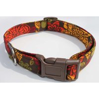 Herbst Orange Grün Und Braun Blätter Hundehalsband Größe Large von xfauxpawsx