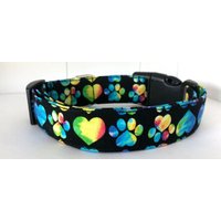 Krawattenfarbe Herzen Und Pfote Prints Hundehalsband Größe Xs, S, M Oder L von xfauxpawsx
