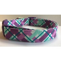 Modernes Kariertes Lila, Flieder, Aqua Und Teal Hundehalsband Größe Xs, S, M Oder L Modernes Kariertes Lila, Flieder, Aqua Und Teal Hundehalsband Größe Xs, S, M Oder L von xfauxpawsx