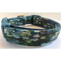 Monet Seerosen Dunkle Töne Hundehalsband Größe Xs, S, M Oder L von xfauxpawsx