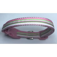 Rosa Und Grün Gestreiften Webband Kleine Rasse Hundehalsband Größe Xs Oder S von xfauxpawsx