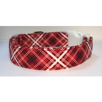 Rot Kariertes Hundehalsband Größe Xs, S, M Oder L von xfauxpawsx