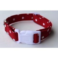 Rote Und Weiße Polka Dot Hundehalsband Größe Xs, S, M Oder L Rote Und Weiße Polka Dot Hundehalsband Größe Xs, S, M Oder L von xfauxpawsx