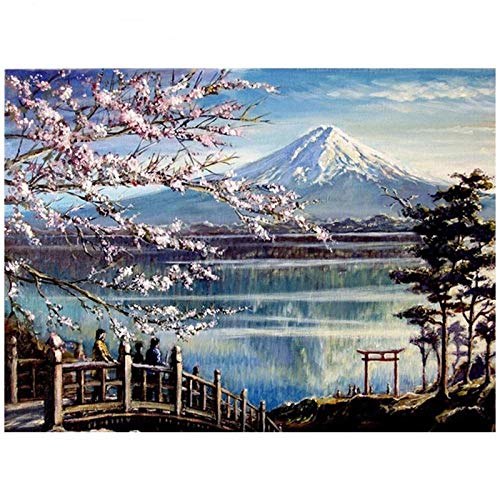 xhabbaa 5D Diamond Painting Full Bilder Groß Japan Sakura Landschaft Runder Diamant Kreuzstich Mosaik Strass Geschenk Geschenke Für Anfänger 40X50Cm（16X20 Zoll） von xhabbaa