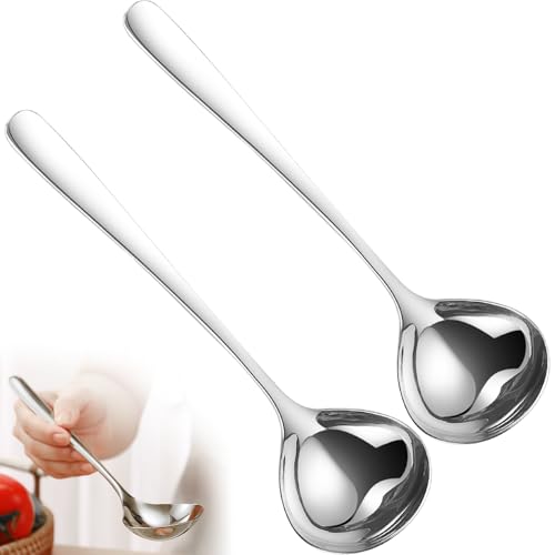 2 Stück Suppenkelle Edelstahl,Schöpflöffel,Klein Soßenlöffel Saucenlöffel,Schöpfkelle Soßenkelle Löffel,Lang Suppenlöffel Set,Silber Suppenschöpfer Dressinglöffel,Saucenkelle Sauce Sahnelöffel von xianshi