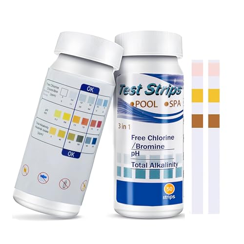 50 Stück Pool Teststreifen,Pool Tester Ph Und Chlor,3 In 1 Pool-Teststreifen FüR Spa,Wert Test Wassertester Pooltester FüR Spa,Streifen Messgerät Wasser Whirlpool Messen Ph-Wert von xianshi