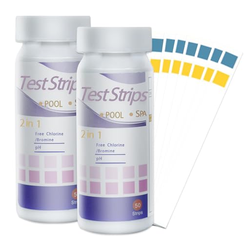 Pool Teststreifen,Pool Tester Ph Und Chlor,2 In 1 Pool-Teststreifen FüR Spa,Wert Test Wassertester Pooltester FüR Spa,Streifen Messgerät Wasser Whirlpool Messen Ph-Wert (100) von xianshi